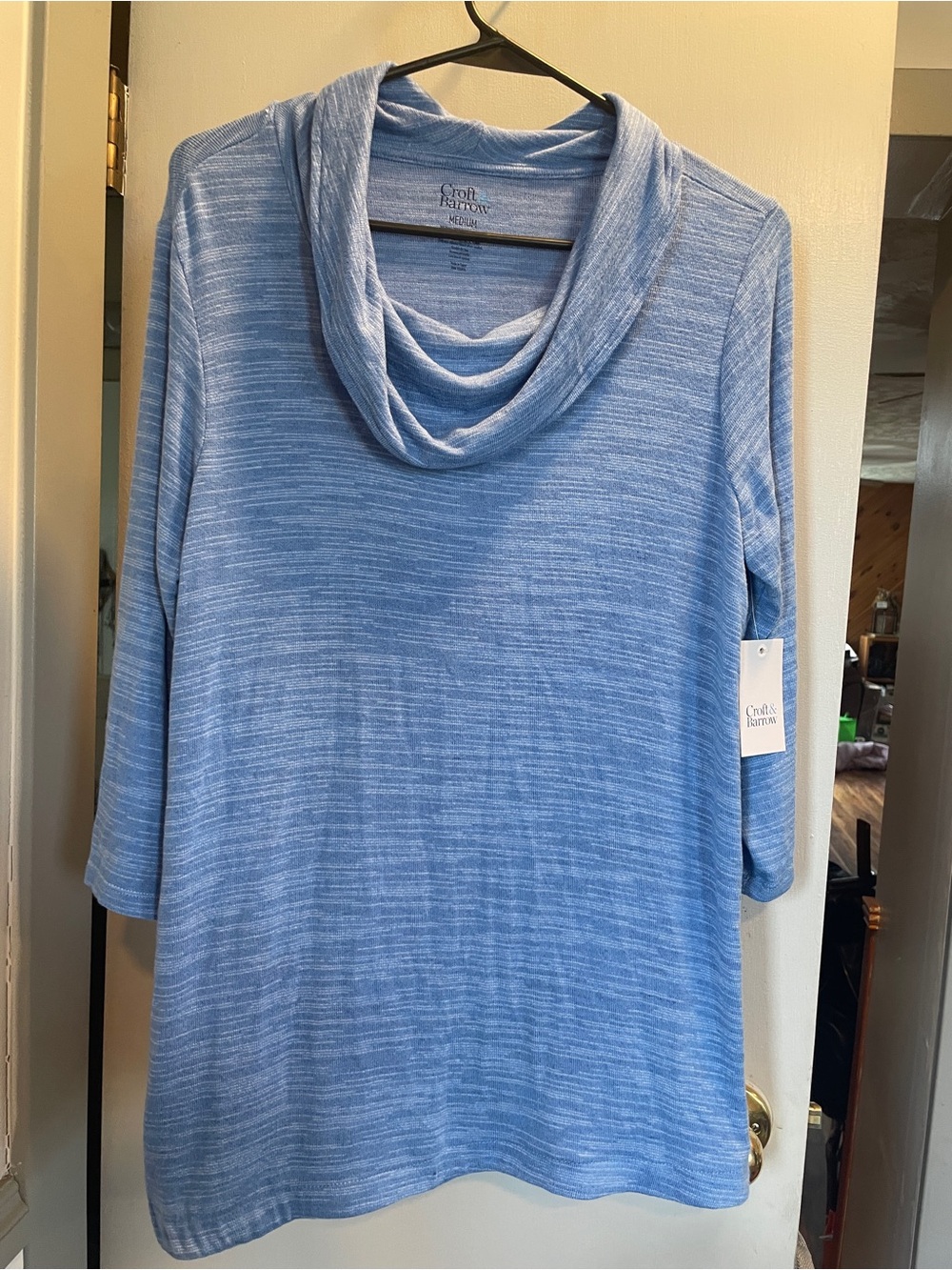 NWT Croft & Barrow Blue Cowl Neck Women's Sweater size medium